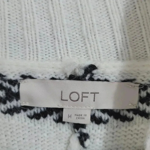 Loft Womens M Wool Blend Mock neck Patterned Sweater Medium 10PT - Picture 4 of 8